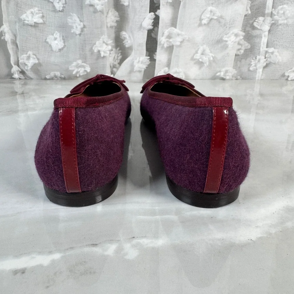 Margaux The Pointe Ballet Flat Purple Fabric Leather Sole Handmade‎ Quiet Luxury